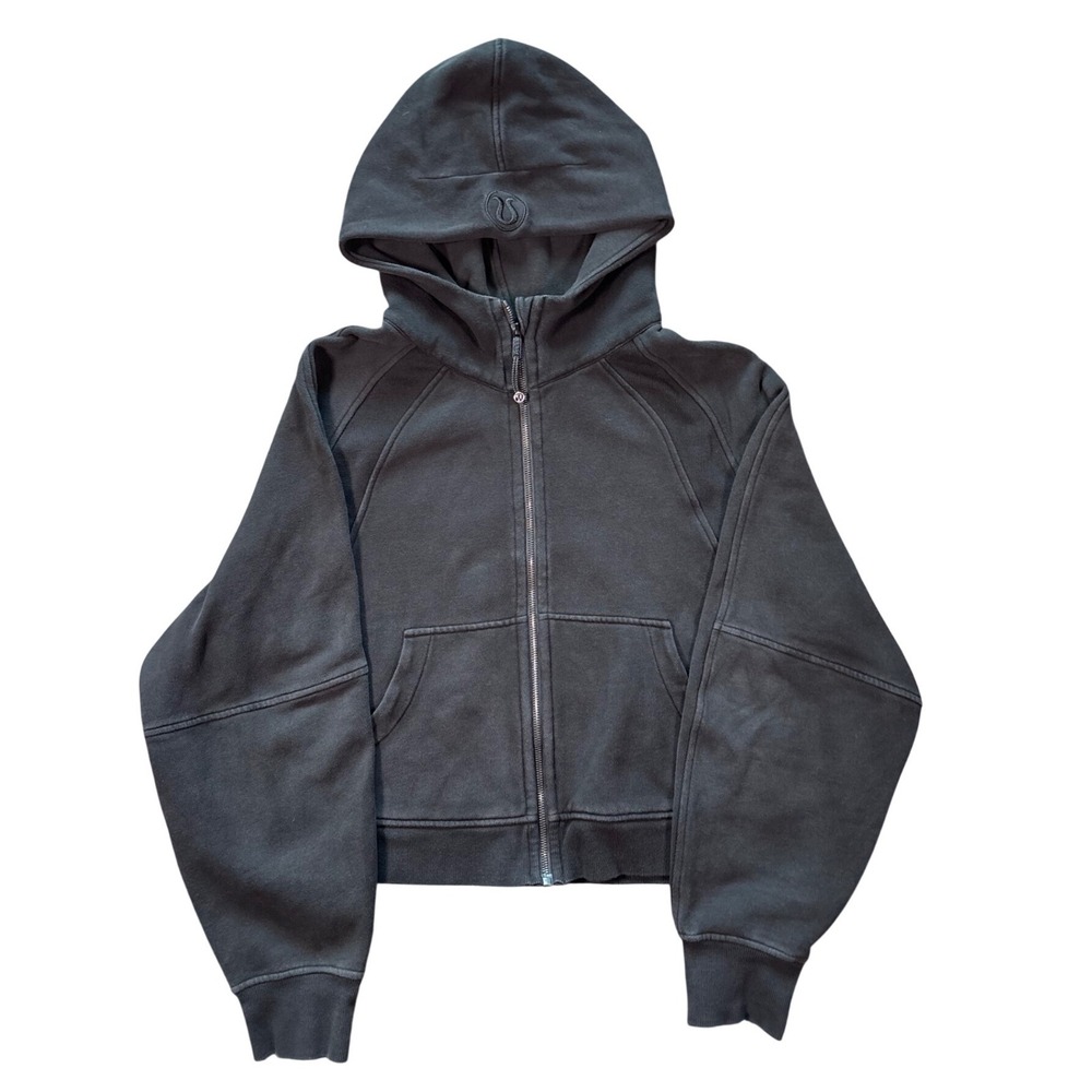 Black Lululemon Full Zip Cropped Scuba Hoodie Size XL/XXL